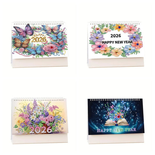Diamond Painting Kalender met bloemen, vlinders en feestelijke accenten
