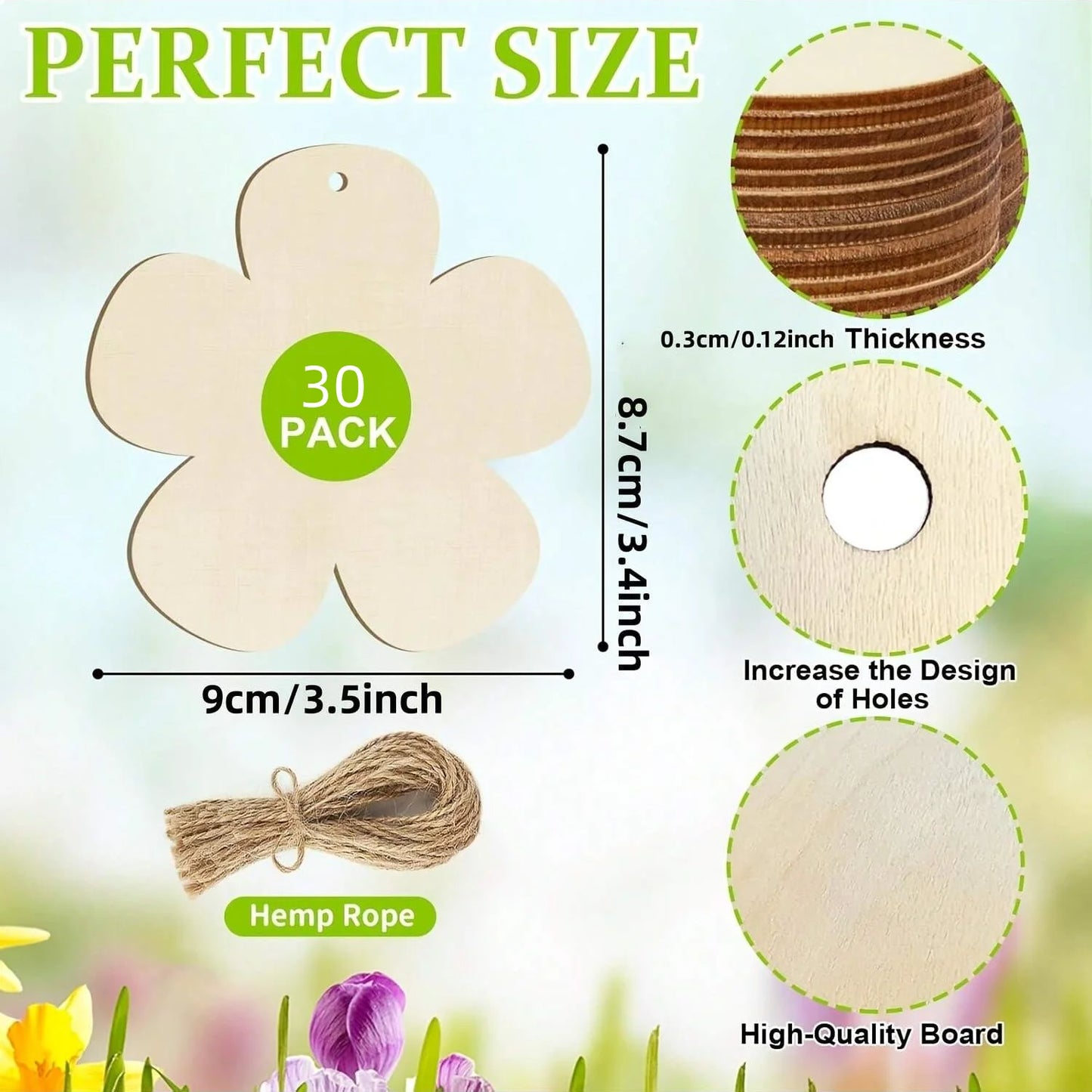 Houten figuren om zelf te schilderen/kleuren – bloemen hangdecoratie