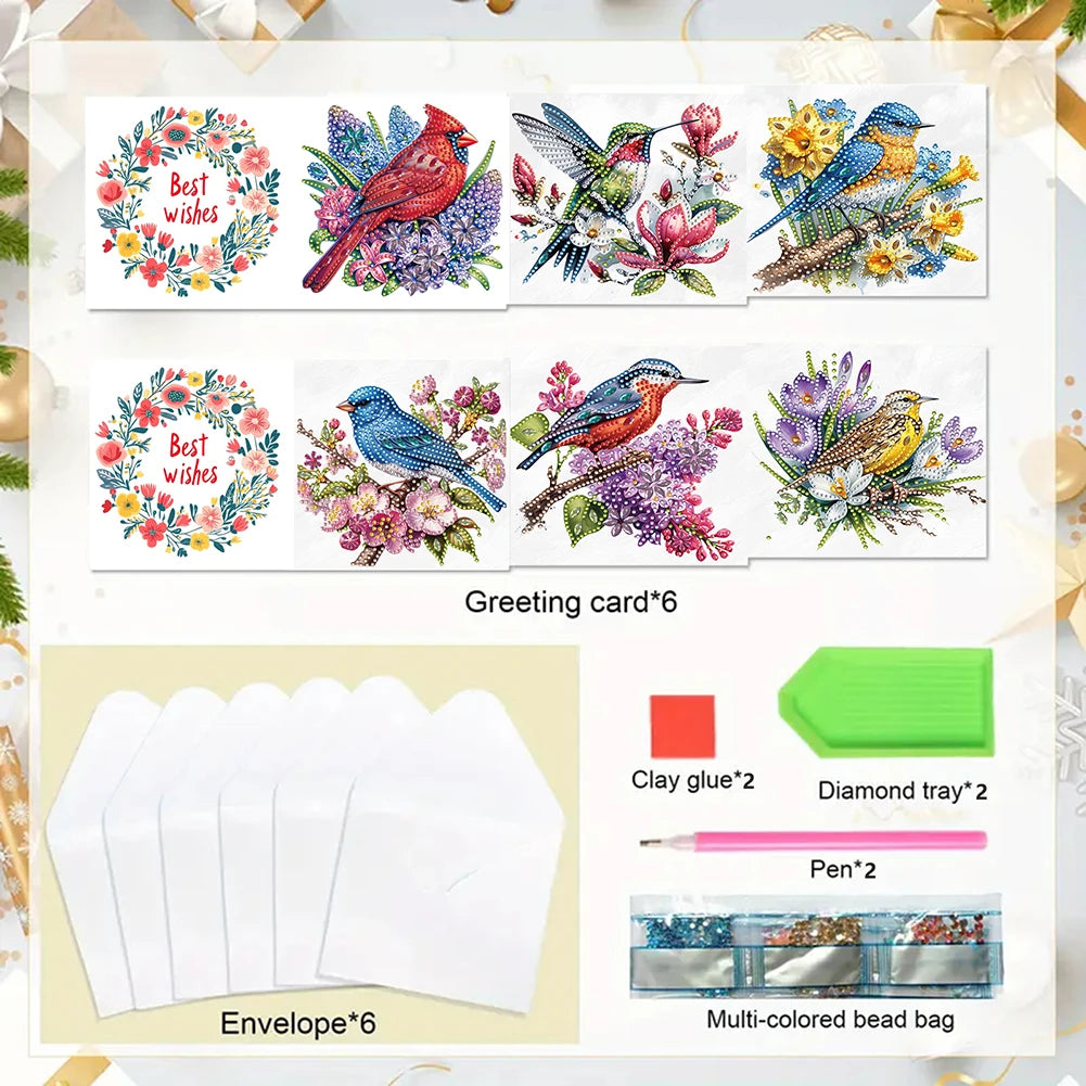 Diamond Painting Wenskaarten set – 6 stuks creatieve groetkaarten knutselpakket - Vlinder