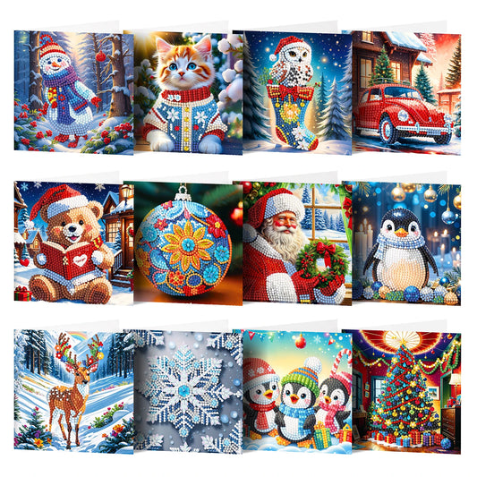 Diamond Painting Kerstkaarten set – Creatieve Feestelijke Wenskaarten