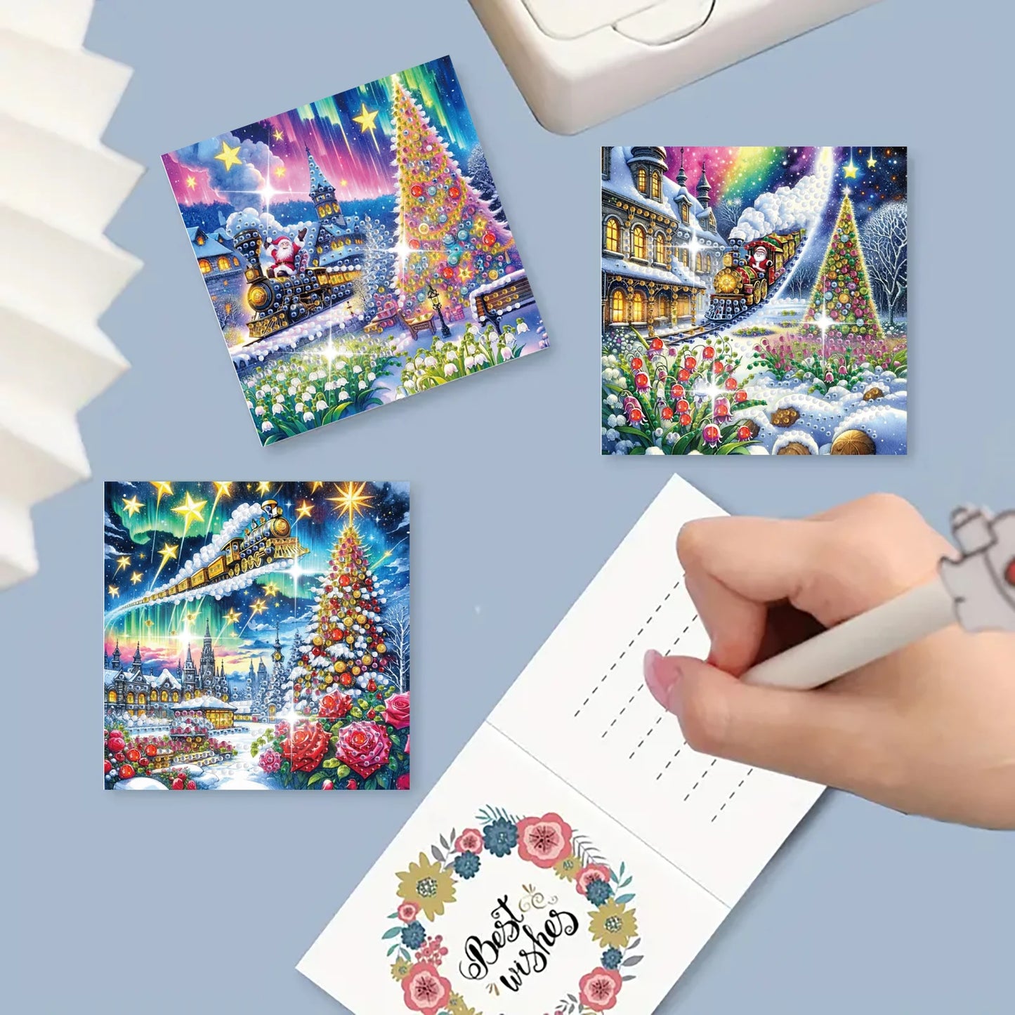 Diamond Painting Kerstkaarten Set met 6 Luxe Wenskaarten en Enveloppen - HK026