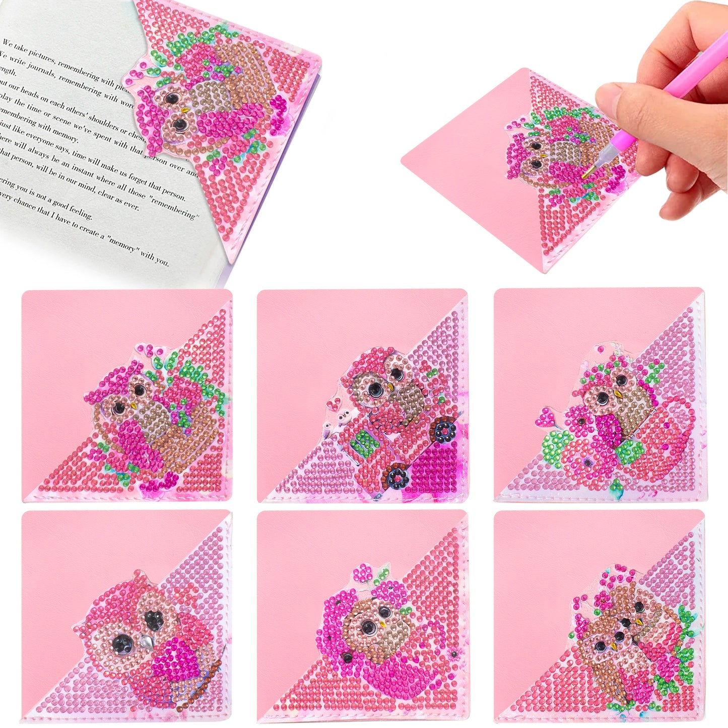 Diamond Painting Boekenlegger Hoekjes Vlinder en Katten - Set van 6 Stuks