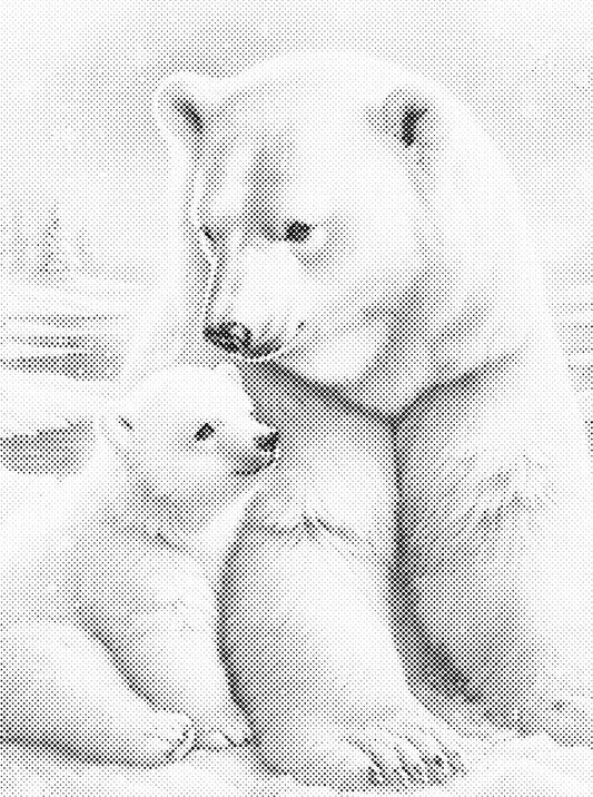 DOT Painting Dieren 30x40cm - 1 kleur stippen - stippelschilderij - Ijsberen
