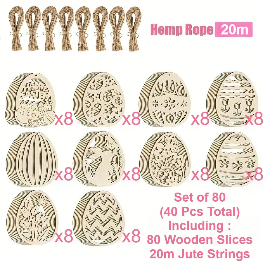 Houten figuren om zelf te schilderen/kleuren – Paasei hangers