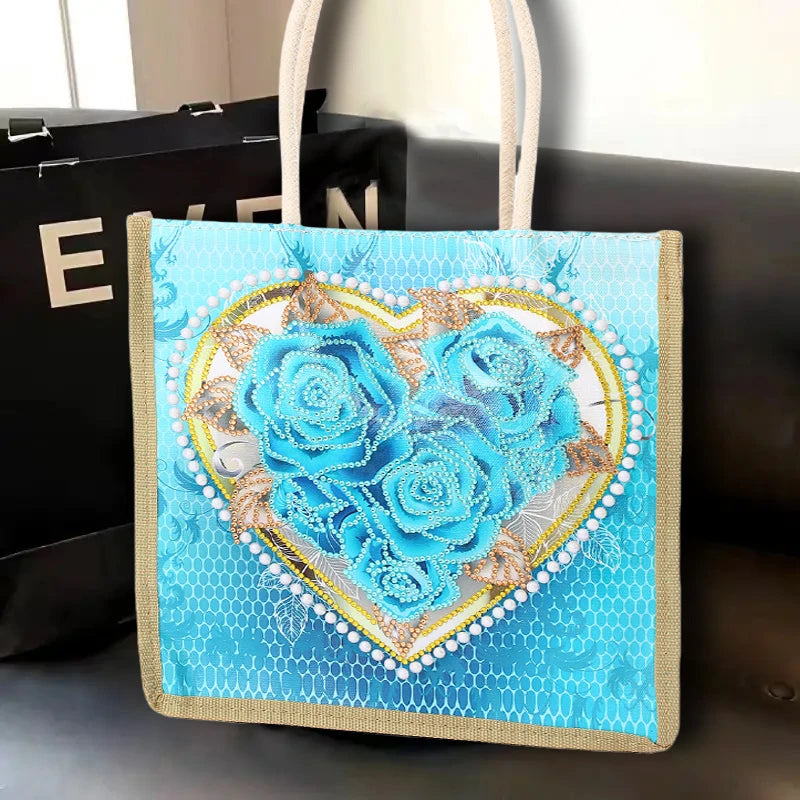 Diamond Painting Tas Hartpatroon Canvas Shopper met Steentjes