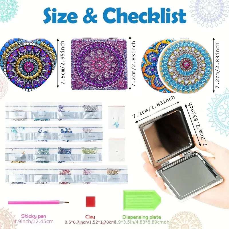 Diamond Painting Spiegel Bloemen Patroon Makeup Spiegel PU Leer Cadeau