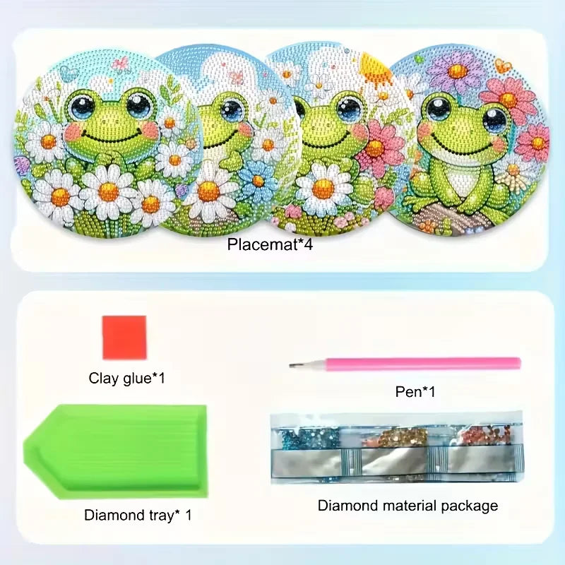 Diamond Painting Placemats Kikker Motief Houten Eettafel Set