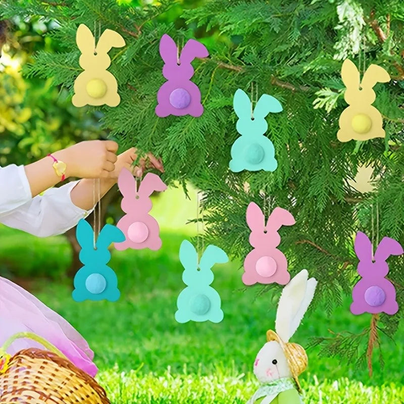 Houten Paas figuur om zelf te kleuren/schilderen – Konijntjes Hanger Set