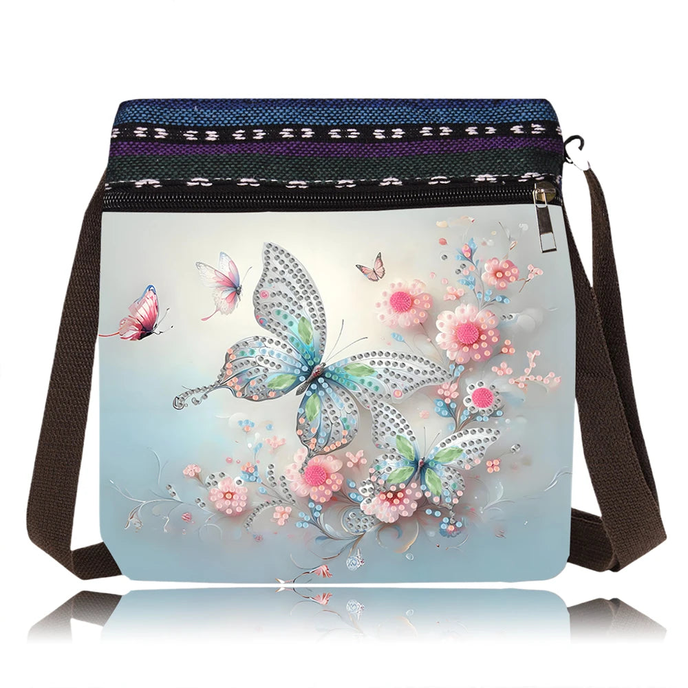 Diamond Painting Tas Vlinder Mandala Crossbody met Rits en Band