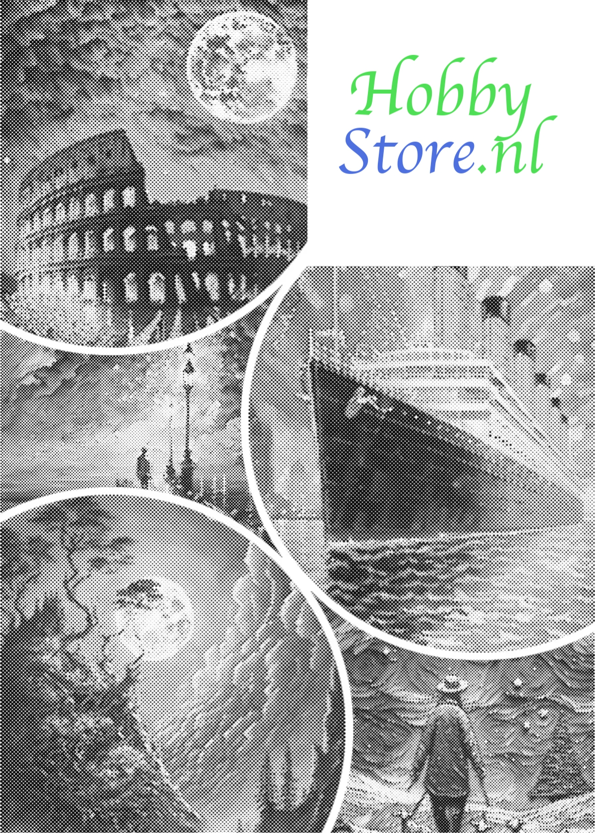 DOT Painting Landschappen en Gebouwen – Voorbedrukt Canvas (40x60cm, 50x75cm, 60x90cm)